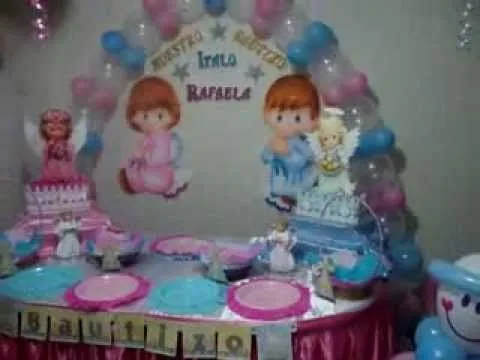 DECORACION BAUTIZO MIXTO....FANTASY & DECORACIONES Y MAS... - YouTube