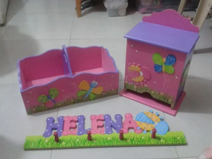 Decoracion Bichos: Pañalera, Canastilla y Nombre-perchero Helena ...