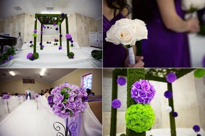 Decoración para boda en colores morado, lila y verde Decoración para boda en colores morado, lila y verde
