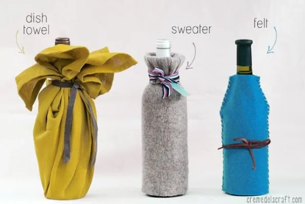 3 ideas para vestir una botella de vino - Guía de MANUALIDADES 3 ideas para vestir una botella de vino - Guía de MANUALIDADES