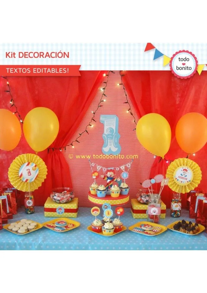 Decoracion de cumpleaños de circo