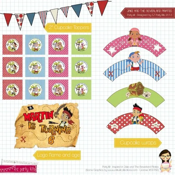 Kit Imprimible para decoración cumpleaños Jake y por EZPARTYKITS Kit Imprimible para decoración cumpleaños Jake y por EZPARTYKITS