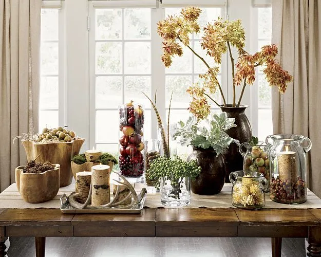 DECORACION FACIL: CENTROS DE MESA CON FLORES Y FRUTOS SECOS