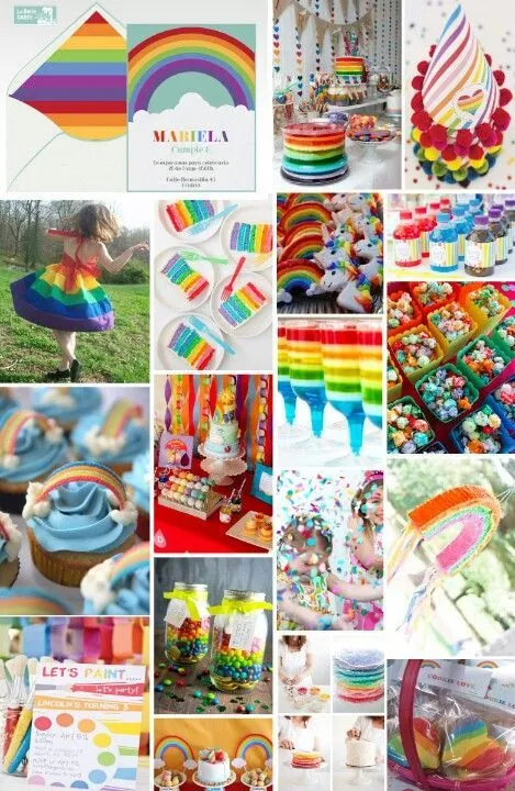 Decoracion fiesta infantil de arcoiris...super colorida ... Decoracion fiesta infantil de arcoiris...super colorida ...