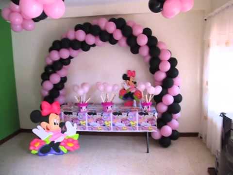 DECORACION FIESTA TEMATICA MINNIE MOUSE MESA PRINCIPAL - YouTube