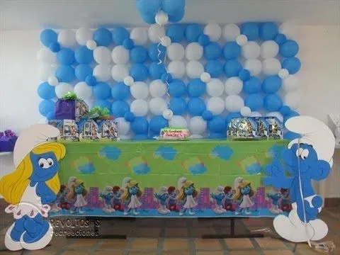 DECORACION FIESTA TEMATICA LOS PITUFOS - YouTube