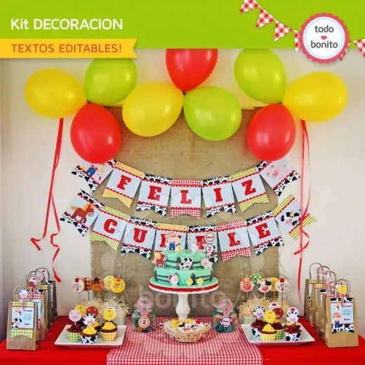 Decoración para fiestas de cumpleaños animales de granja - Imagui