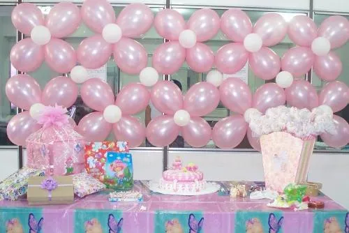 Decoración con globos para baby shower niña - Imagui