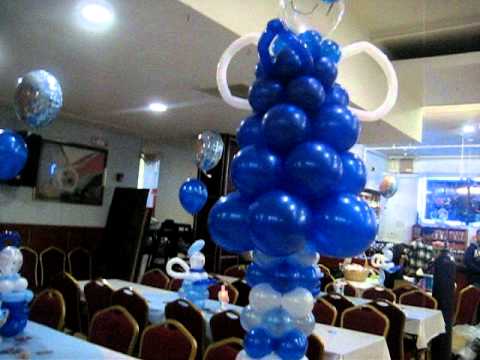 Decoracion con globos Bautizo de nino - YouTube
