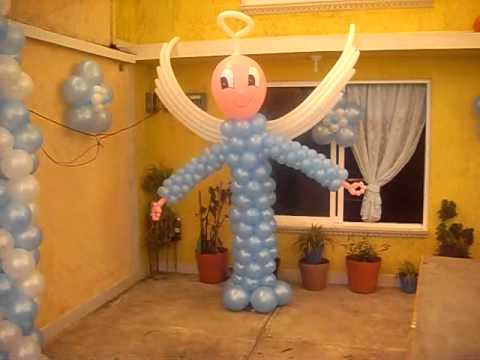 DECORACION CON GLOBOS PARA BAUTIZO - YouTube