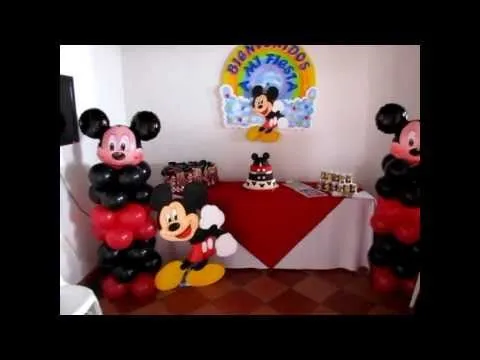 DECORACION CON GLOBOS PARA CUMPLEAÑOS MICKEY MOUSE - YouTube