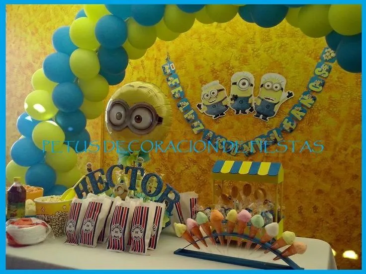 Decoración de Minions Arco de Globos, Candy & Snack Bar. | Minions ...