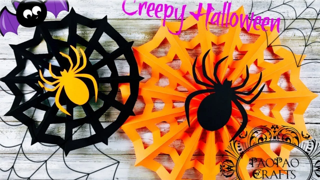 DECORACIÓN PARA HALLOWEEN | MOLDES GRATIS | TELA DE ARAÑA DE PAPEL | HOW TO  MAKE PAPER SPIDERWEB - YouTube