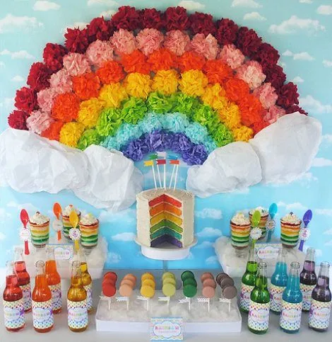 Decoración e ideas para una fiesta de cumpleaños de Arcoíris