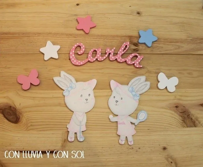 Decoracion en madera para bodas y para niños: MURAL DE CONEJITAS ...