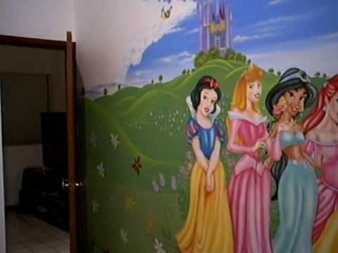 DECORACION CON MURAL PRINCESAS DISNEY - YouTube