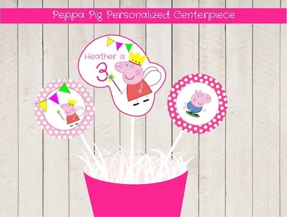 Decoración personalizado centro de mesa PEPPA PIG por BSNPartyArt Decoración personalizado centro de mesa PEPPA PIG por BSNPartyArt