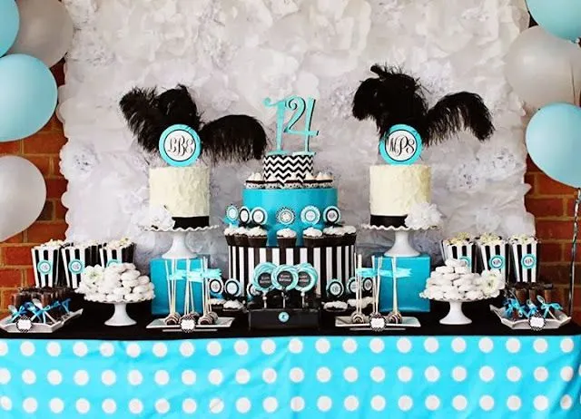 Decoración con rayas y círculos para cumpleaños de adolescentes ... Decoración con rayas y círculos para cumpleaños de adolescentes ...