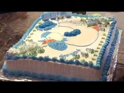 DECORACION SENCILLA PASTEL DE BABY SHOWER - YouTube