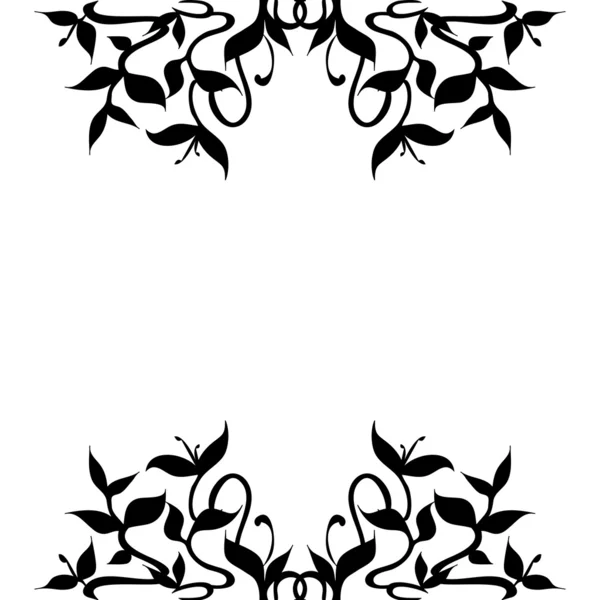 Decoración de silueta negra planta floreciente para borde — Vector ... Decoración de silueta negra planta floreciente para borde — Vector ...