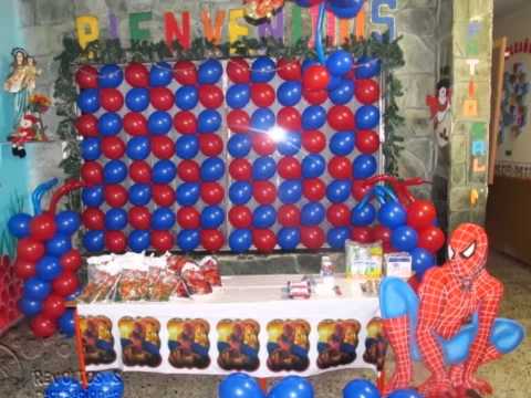 DECORACION SPIDERMAN CON GLOBOS - YouTube