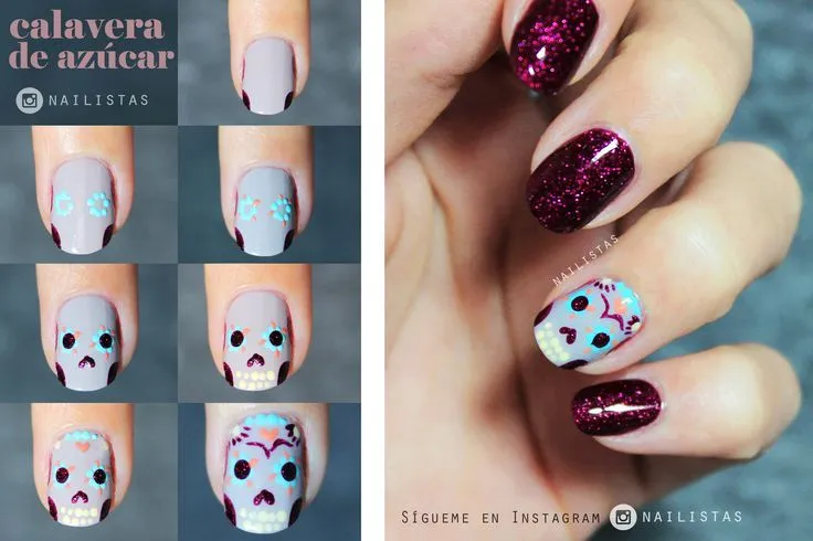 Decoración de uñas con calavera de azúcar mexicana | Tutorial ...