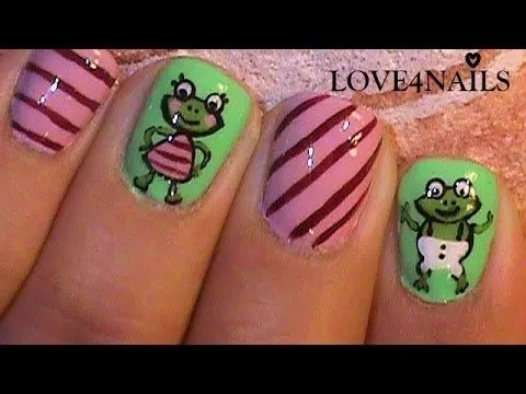 Decoracion para Uñas Cortas Tutorial de Ranas - YouTube Decoracion para Uñas Cortas Tutorial de Ranas - YouTube