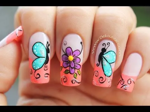 Decoracion de uñas mariposas y flores facil - Butterfly and flower ... Decoracion de uñas mariposas y flores facil - Butterfly and flower ...