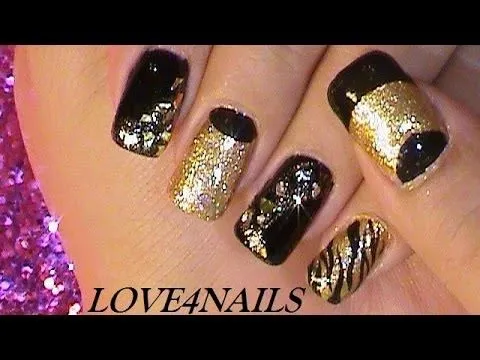 Decoracion de Uñas ☆ RockStar ☆ Oro Y Negro - YouTube