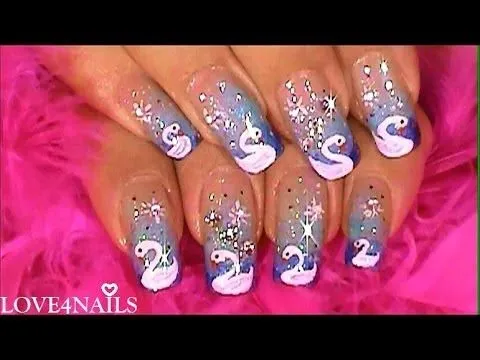 Decoracion De Uñas Tutorial Como Pintar Un Cisne - YouTube