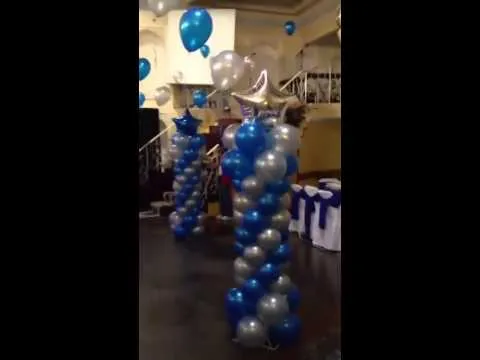 DECORACION PARA XV AÑOS AZUL REY CON PLATA - YouTube