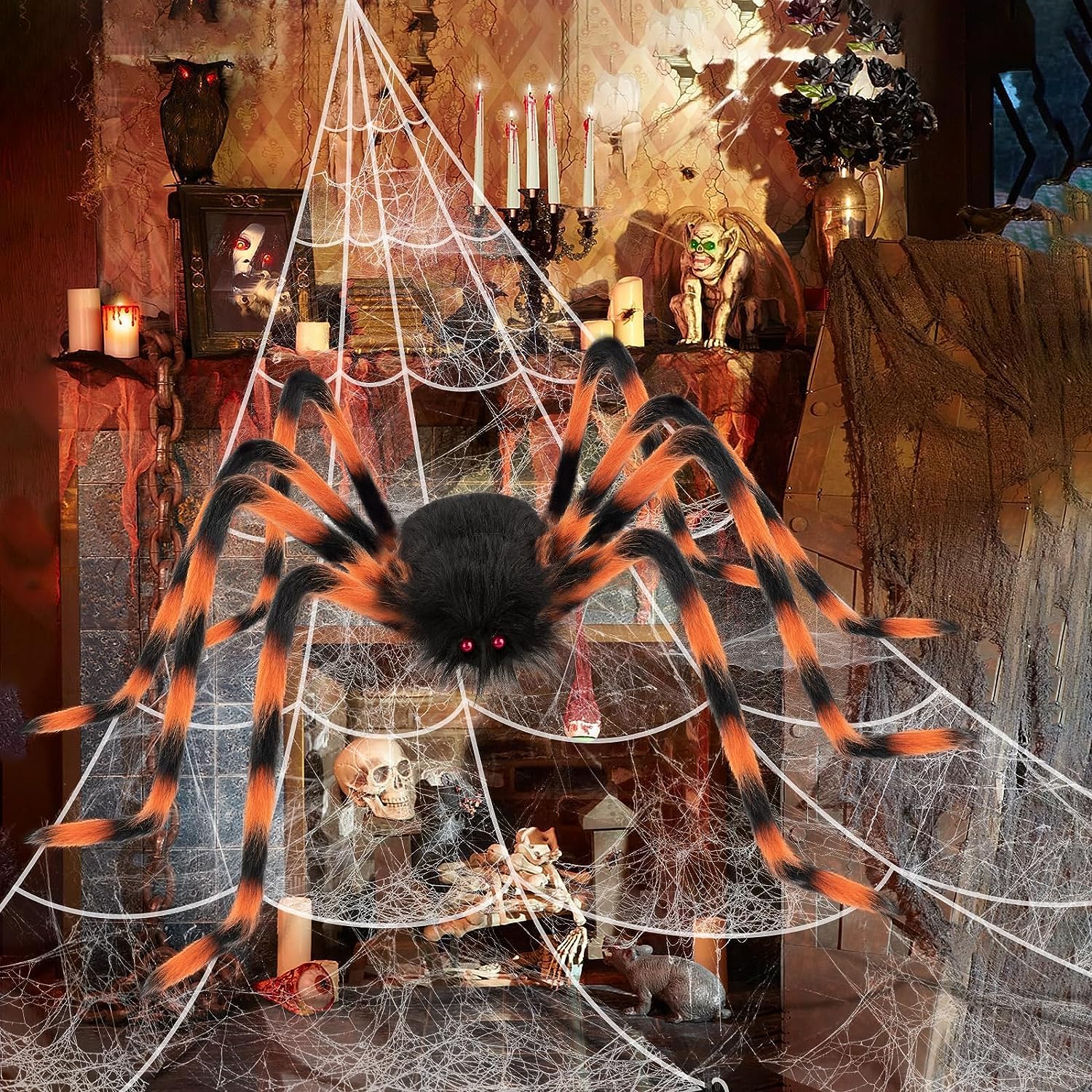 Decoraciones de Halloween Tela de araña,Telaraña Hallowee,Tela de araña de Halloween de 5m + Decoraciones de Halloween Tela de araña,Telaraña Hallowee,Tela de araña de Halloween de 5m +