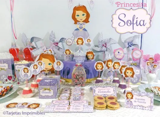 Decoraciones imprimibles Princesita Sofia, cajitas, tarjetas ...
