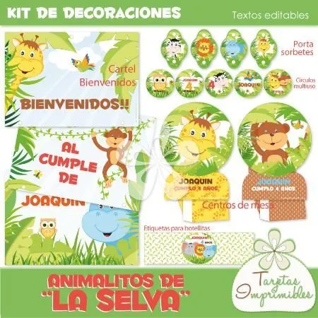 Decoraciones para imprimir con animalitos de la selva ... Decoraciones para imprimir con animalitos de la selva ...