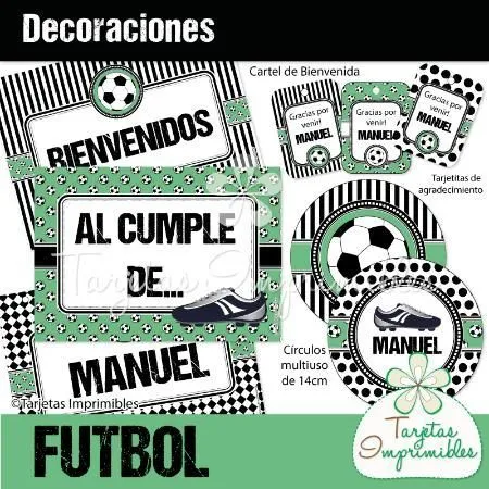 Decoraciones para imprimir para fiesta de futbol personasonalizada ...