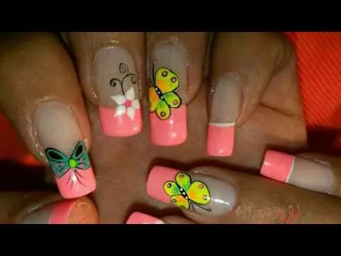 Decoraciones de uñas lindas con mariposas y flores - YouTube