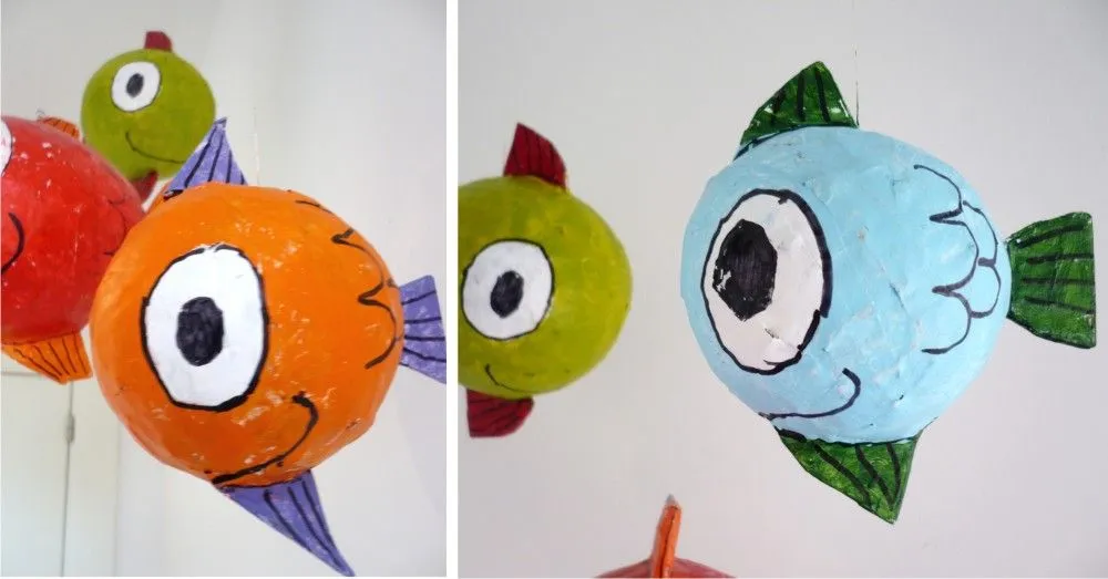 Decorado por niños: Peces de papel maché / Decorated by children ... Decorado por niños: Peces de papel maché / Decorated by children ...