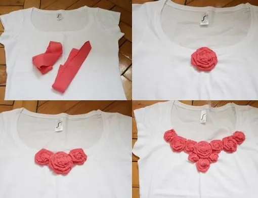 Como decorar una blusa con flores de tela - Imagui Como decorar una blusa con flores de tela - Imagui