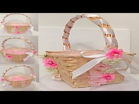 COMO DECORAR UNA CANASTA PARA PETALOS DE FLORES DE BODA / CESTA ...