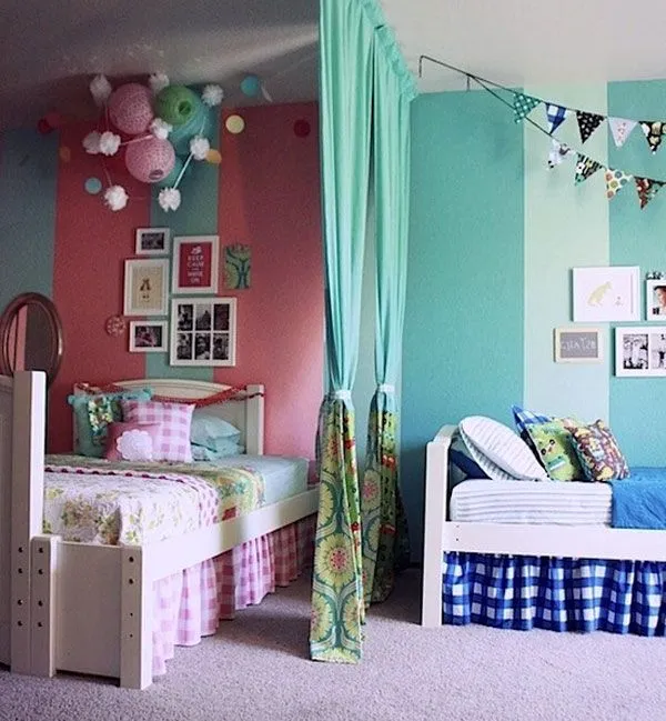 Cómo decorar habitaciones compartidas por un niño y una niña