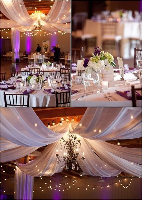 Para decorar el salón de fiestas coloca telas y luces en el techo ... Para decorar el salón de fiestas coloca telas y luces en el techo ...