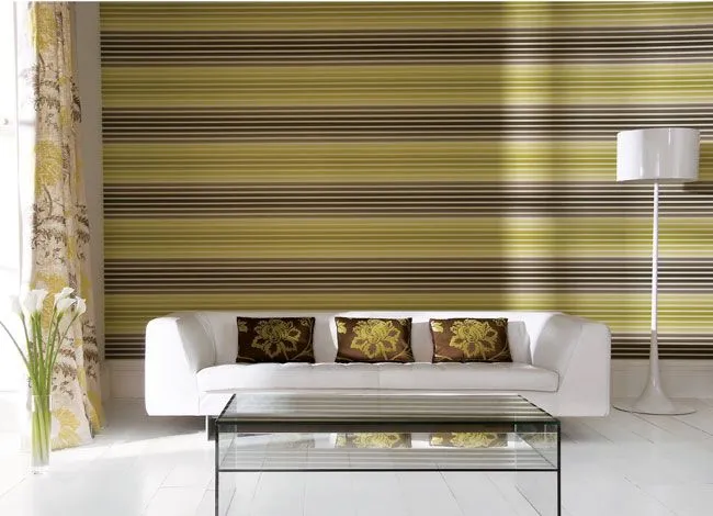 Decorar el salón con papel pintado a rayas horizontales | Villalba ...