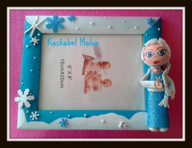 Decorated frame in foamy - Elsa de Frozen en goma eva con marco ... Decorated frame in foamy - Elsa de Frozen en goma eva con marco ...
