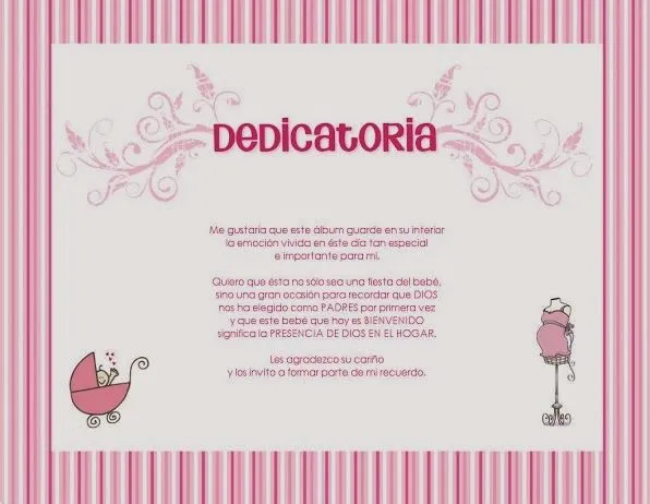 Dedicatoria para album de baby shower - Imagui