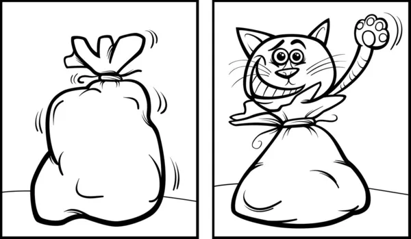 Deje que el gato de la bolsa para colorear página — Vector stock ... Deje que el gato de la bolsa para colorear página — Vector stock ...