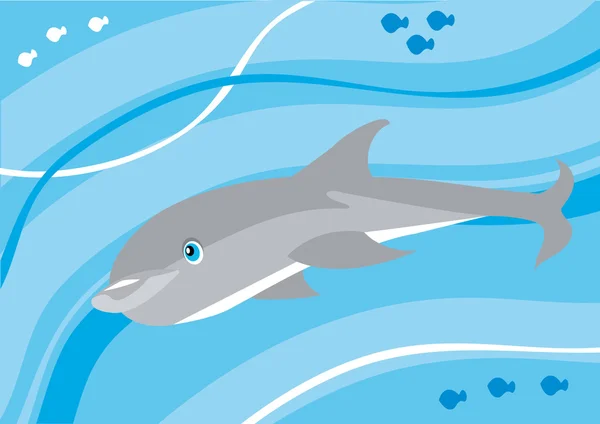 delfines dibujos animados bajo el agua — Vector stock © Lillllia ...