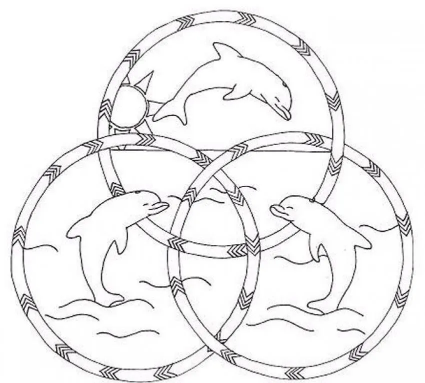 ... Delfines felices - Dibujos de MANDALAS DE ANIMALES para colorear