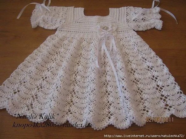 Patrones de vestido tejido a crochet para bautizo - Imagui