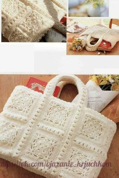 Delicadezas en crochet Gabriela: Bolso de motivos en crochet con ...