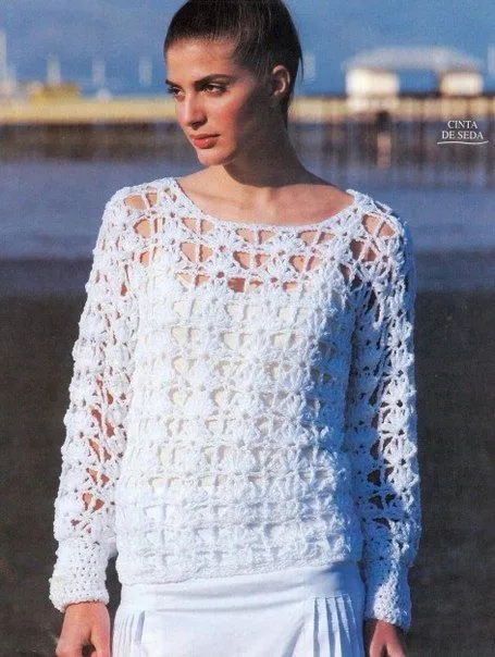 Delicadezas en crochet Gabriela: Buzo punto calado manga larga ... Delicadezas en crochet Gabriela: Buzo punto calado manga larga ...
